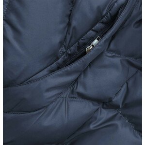 Tmavě modrá dlouhá dámská zimní bunda s odepínacími rukávy (W769) tmavě modrá M (38)
