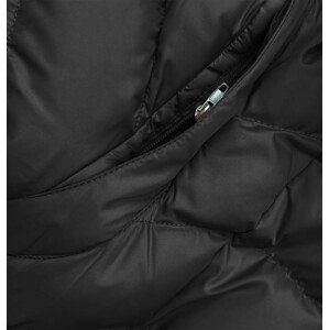 Dlouhá černá dámská zimní bunda s odepínacími rukávy (W769) černá S (36)