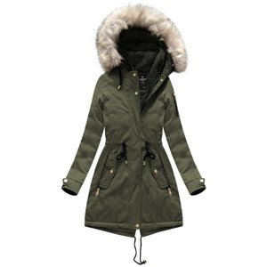 Bavlněná dámská zimní bunda parka s podšívkou (W630) khaki S (36)