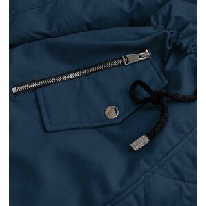 Tmavě modro-růžová oboustranná dámská zimní bunda s kapucí (W631) Růžová XXL (44)