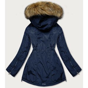 Tmavě modrá teplá dámská zimní bunda s kapucí (7309) tmavě modrá XL (42)