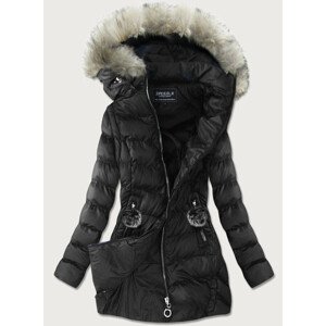 Černá zimní dámská bunda s odepínacími rukávy (W761) černá S (36)