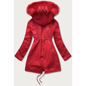 Červená dámská zimní bunda parka s podšívkou a kapucí (7600) Červená S (36)
