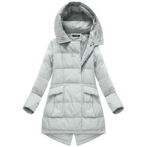 Šedá trapézová dámská zimní bunda s přírodní péřovou výplní (7111) šedá L (40)