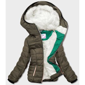 Hnědá krátká dámská zimní bunda s kapucí (391W) Hnědá XL (42)