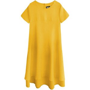 Žluté trapézové šaty (438ART) Žlutá 50