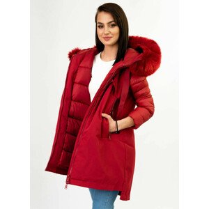 Červená dámská zimní bunda ze spojených materiálů (7708) červená S (36)