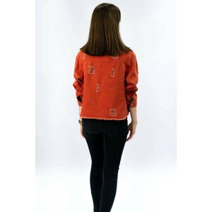 Krátká dámská džínová bunda v cihlové barvě (621ART) červená S (36)