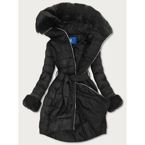 Rozšířená černá dámská zimní bunda (X006X) černá L (40)