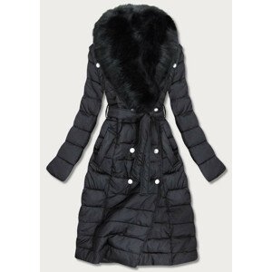Černá dlouhá zimní bunda s ozdobnými knoflíky (X005X) černá XXL (44)
