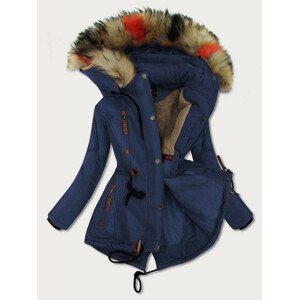 Tmavě modrá dámská zimní bunda s kapucí (208-1) tmavě modrá XXL (44)