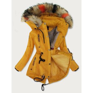 Žlutá dámská zimní bunda s kapucí (208-1) Žlutá XL (42)