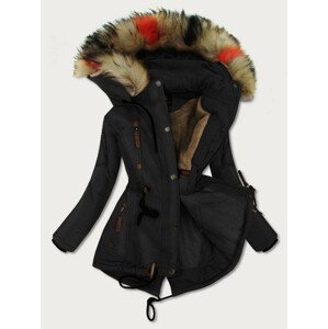 Černá dámská zimní bunda s kapucí (208-1) černá XXL (44)