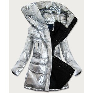 Stříbrná dámská zimní bunda (9295B) stříbro XL (42)