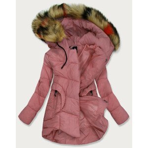 Růžová prošívaná dámská zimní bunda (209-2BIG) Růžová 46