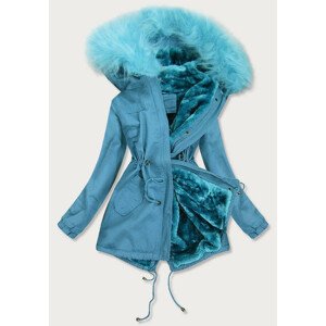Světle modrá dámská zimní bunda parka (D-213-5) Modrá L (40)