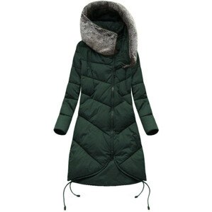Dlouhá zelená dámská zimní bunda s kapucí (7755) zelená S (36)