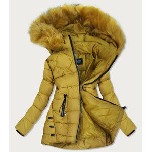 Lehká dámská zimní bunda v hořčicové barvě s kapucí (1865) Žlutá M (38)