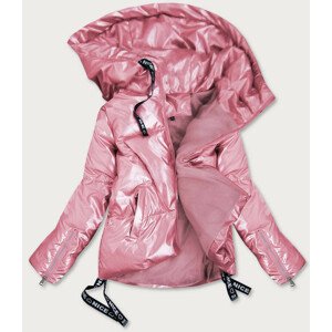 Krátká růžová dámská bunda s asymetrickou spodní částí (632ART) Růžová S (36)