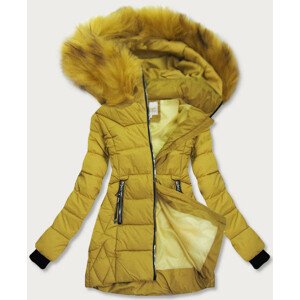 Dámská zimní bunda v hořčicové barvě s kapucí (1969) Žlutá M (38)