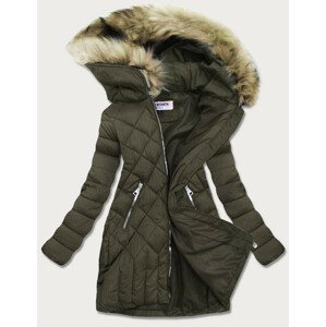 Prošívaná dámská zimní bunda v khaki barvě (LF808) khaki L (40)
