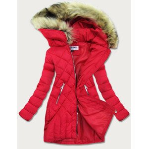 Červená prošívaná dámská zimní bunda (LF808) Červená XL (42)