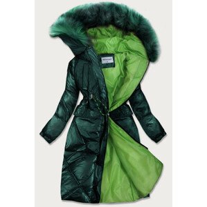 Zelená lesklá prošívaná dámská zimní bunda (977) zelená L (40)