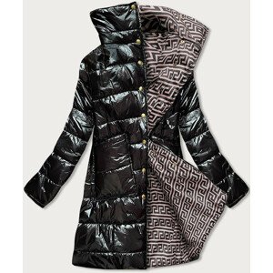 Černá lesklá dámská zimní bunda se stojáčkem (649ART) černá jedna velikost