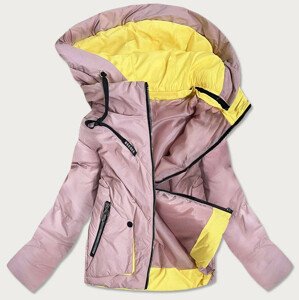 Růžová dámská asymetrická bunda (0955#) růžová XL (42)