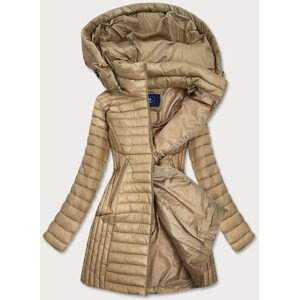 Prošívaná bunda v hořčicové barvě s kapucí (191130) hnědá 50