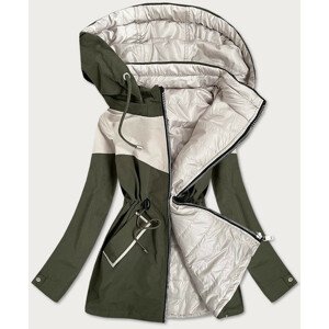 Khaki-béžová dámská oboustranná bunda (BH2010) Béžová XL (42)