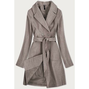 Elegantní hnědý kabát s páskem (X2708X) hnědá XL (42)