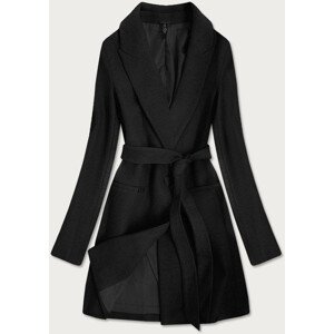Klasický černý dámský kabát s přídavkem vlny (2715) černá XXL (44)