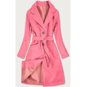 Klasický růžový dámský kabát s páskem (22800) růžová L (40)