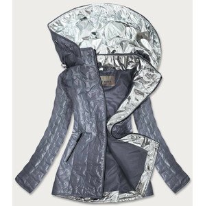 Šedá dámská bunda s ozdobnými vsadkami (MM50) stříbro XXL (44)