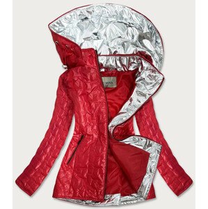 Červená dámská bunda s ozdobnými vsadkami (MM50) červená 46