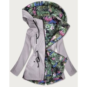 Oboustranná dámská bunda v šedé barvě/se vzorem listů s kapucí (SS65) vícebarevné 46