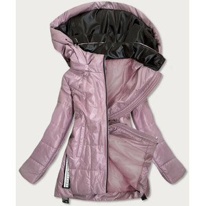 Růžová dámská bunda s barevnou kapucí (7722) růžová 50