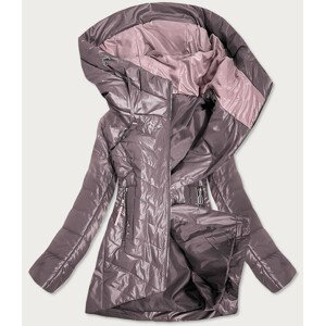 Šedofialová dámská bunda s ozdobnými kapsami (7731) fialová 48