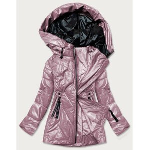 Růžová dámská bunda s kapucí (7726) Růžová 48