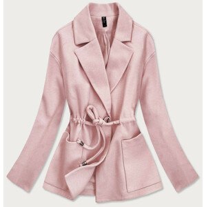Krátký růžový volný dámský kabát (2727) Růžová XXL (44)