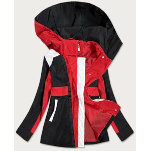 Červeno-černá dámská bunda větrovka s kapucí (YR1967) odcienie czerwieni M (38)