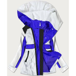 Světle modro-bílá dámská bunda větrovka s kapucí (YR1967) Modrá XL (42)
