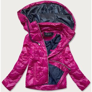 Růžovo-modrá dámská bunda s barevnou kapucí (BH2005) růžová M (38)