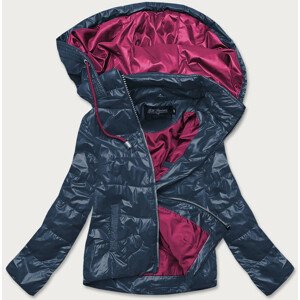 Tmavě modrá/růžová dámská bunda s barevnou kapucí (BH2005BIG) růžová 46