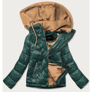 Zeleno/karamelová dímská bunda s kapucí (BH2003) zelená XXL (44)