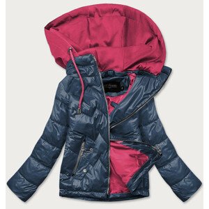 Modro/růžová dámská bunda s kapucí (BH2003) Růžová M (38)