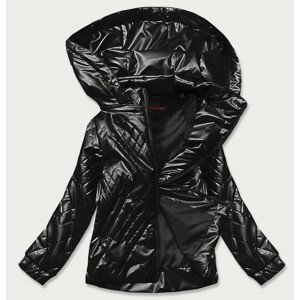 Černá dámská lesklá bunda (2021-02) odcienie czerni XXL (44)