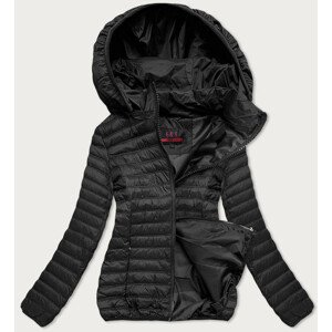 Černá prošívaná dámská bunda s kapucí (2021-09) černá XXL (44)