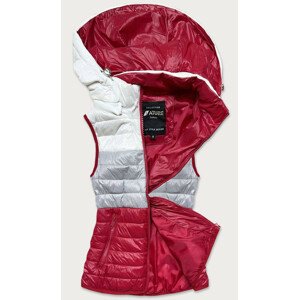Bílo-šedo-červená dámská vesta s kapucí (6304) červená XXL (44)